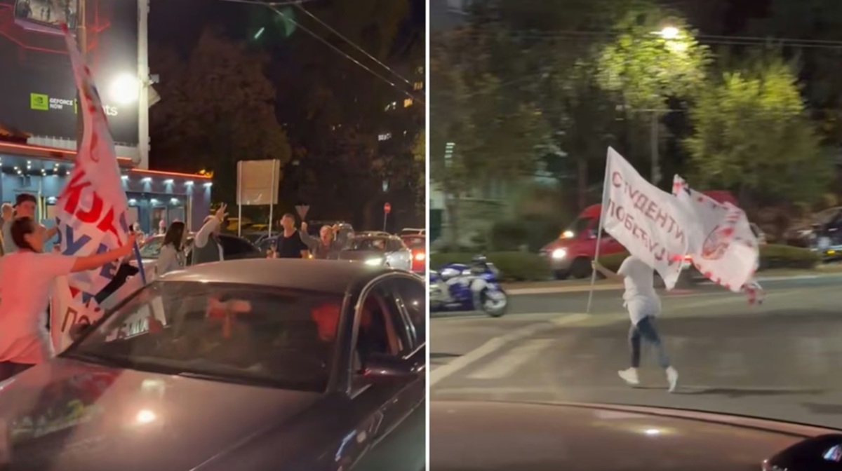 VIDEO Sukob vučićevaca i studenata u Beogradu. Žena otela zastavu SNS-ovcima
