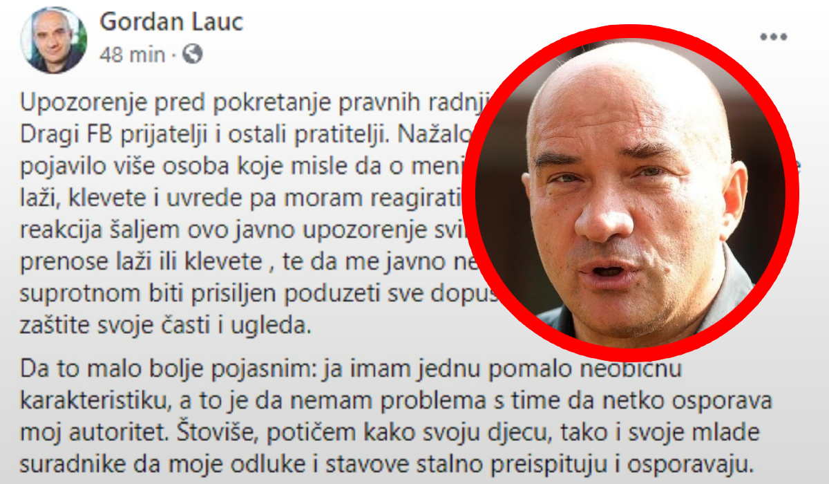 Lauc: Neću više tolerirati bezočne laži i uvrede, dao sam uputu odvjetnicima