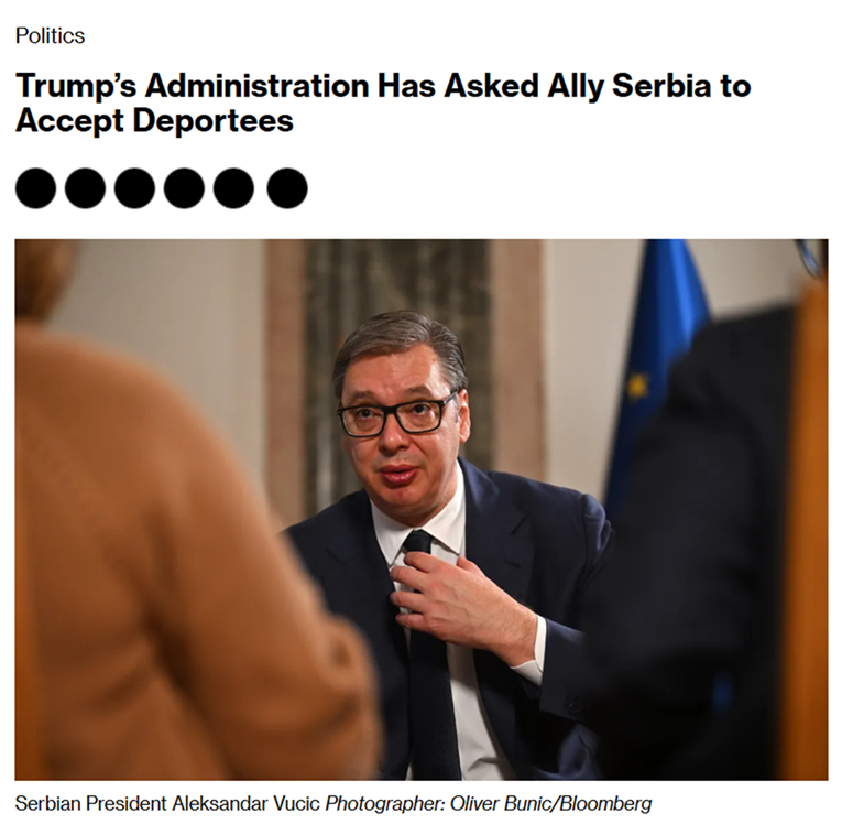 Trump planira poslati migrante u Srbiju, piše Bloomberg