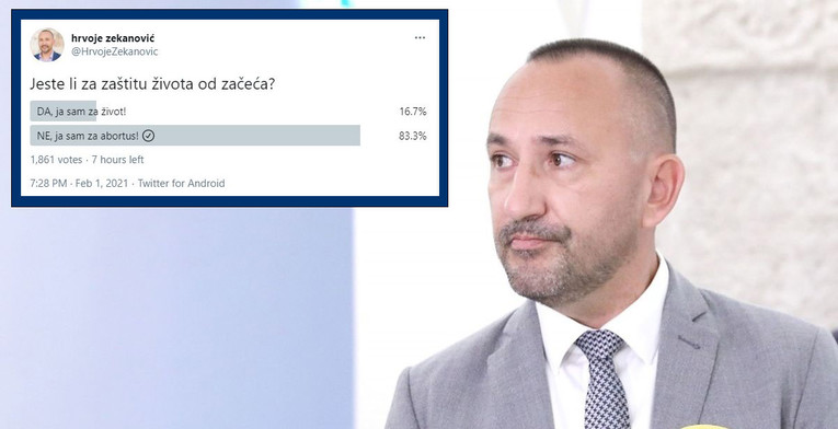 Zekanovićeva anketa o pobačaju postala hit na Twitteru, uništili ga u komentarima