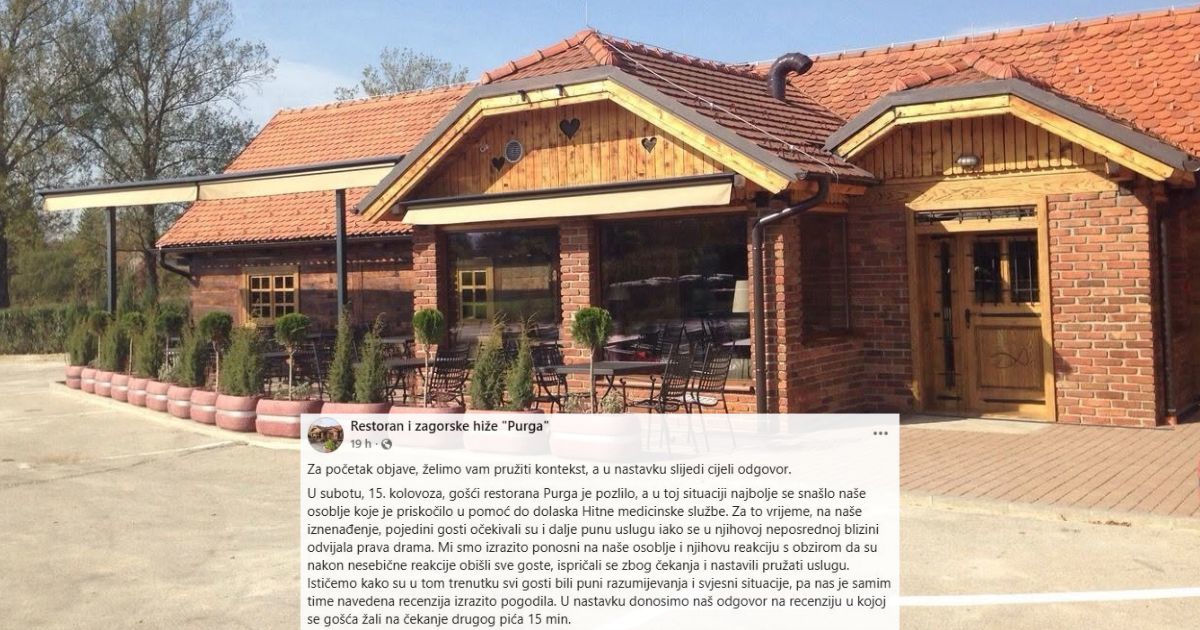 Restoran iz Zagorja odgovorio na žalbu zbog čekanja: "Gošći je pozlilo, pomagali smo"