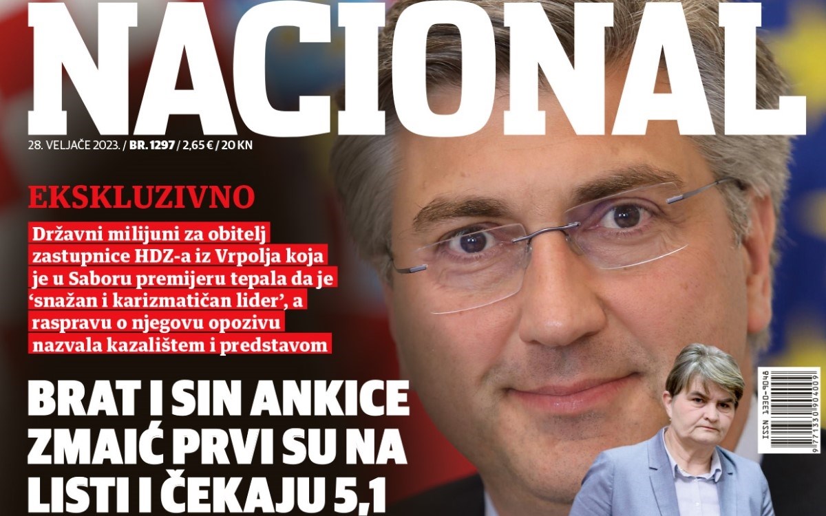 Nacional: Brat i sin HDZ-ovke koja je hvalila Plenkovića čekaju 5 mil. kuna od države