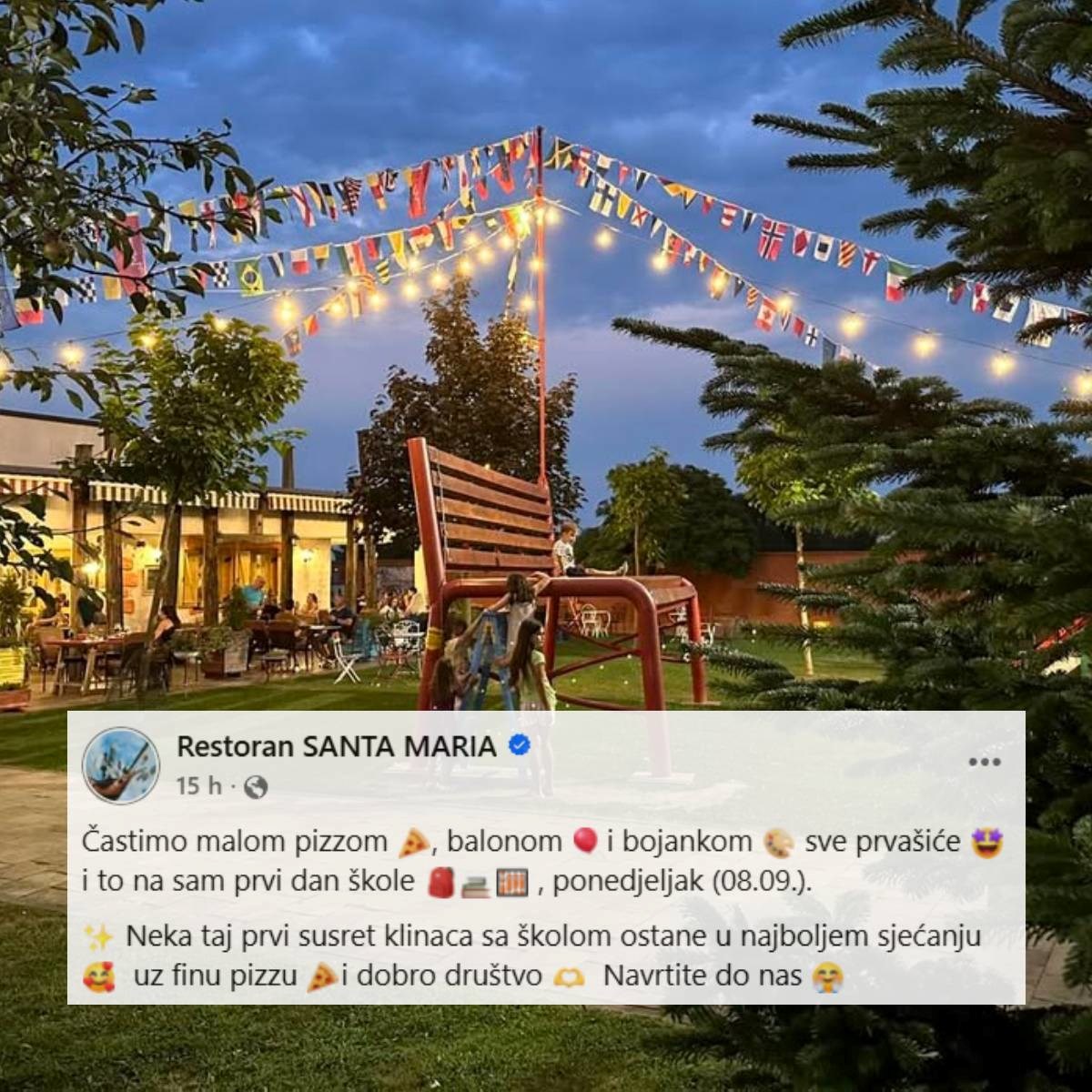 Restoran Santa Maria: Dovedite svoje prvašiće, počastit ćemo ih pizzom i bojankom