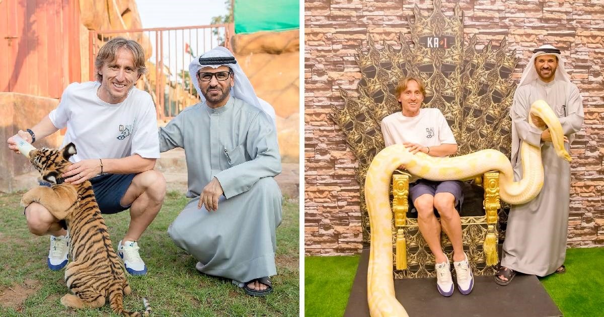 Luka Modrić odmara se u Dubaiju, posjetio je zoološki vrt i hranio tigra