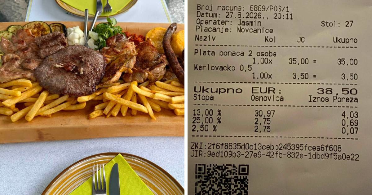 "Jadno": Njemica pokazala račun iz restorana u RH, svi se uhvatili jednog detalja