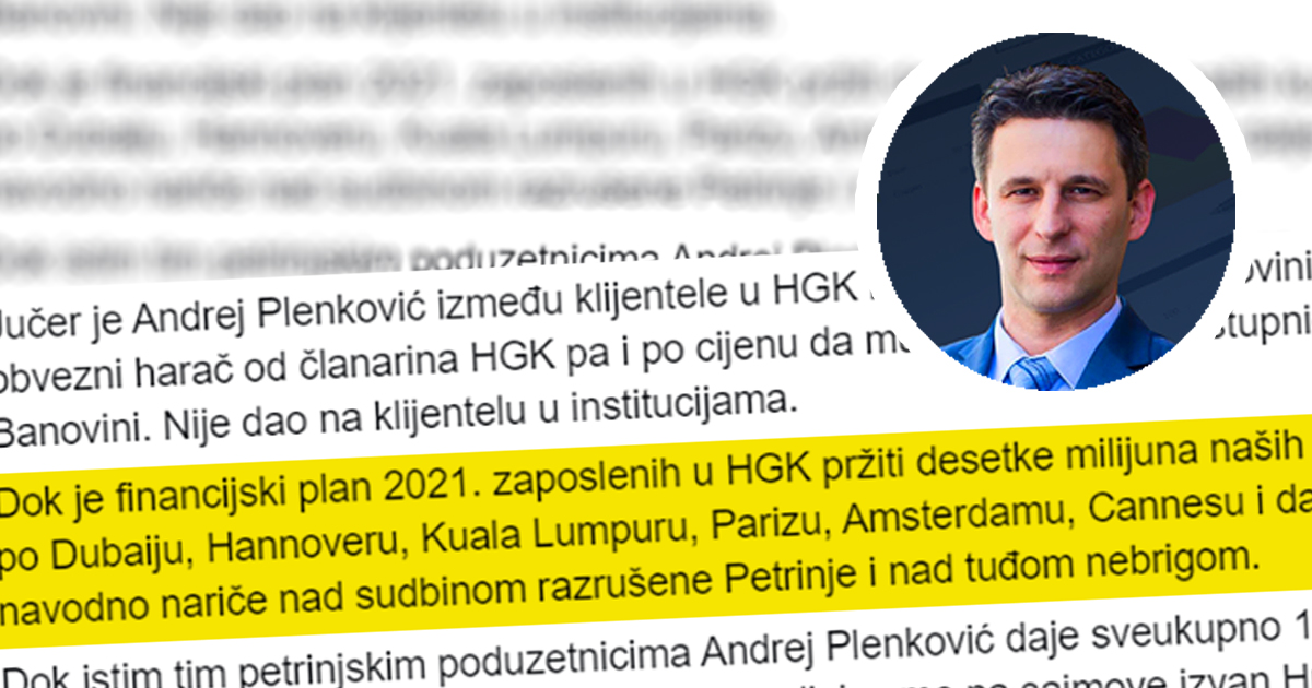 Petrov: Plenković štiti HGK i ostalu klijentelu te tako čuva sebe