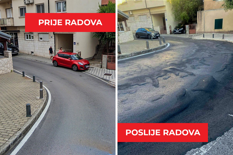 Ovo je "obnovljena" cesta u Šibeniku. Pogledajte kako se grad pravda