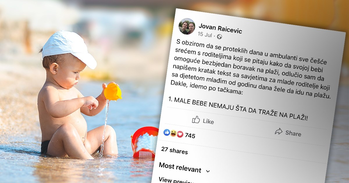 Pedijatar iz Crne Gore razbjesnio roditelje: Male bebe nemaju što tražiti na plaži