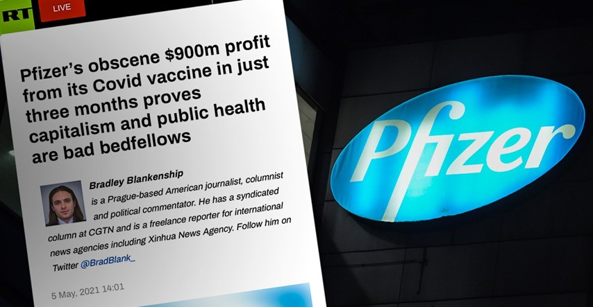 Russia Today: Pfizerov profit dokazuje da kapitalizam i javno zdravlje ne idu skupa