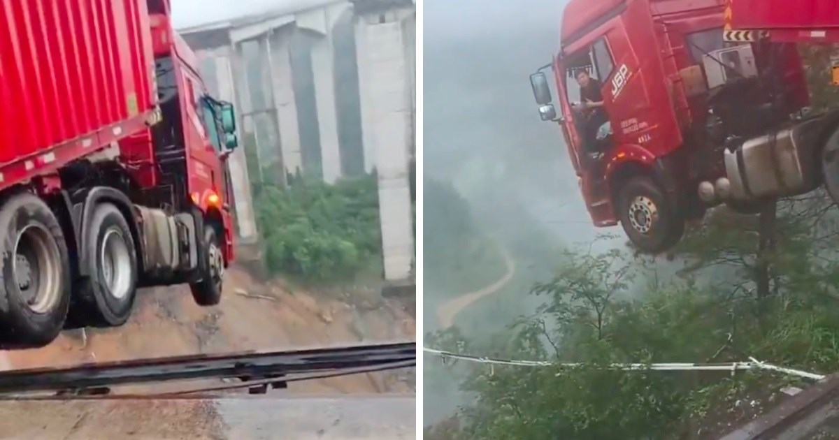 VIDEO Poplave srušile vijadukt u Kini, kamion visi preko ruba