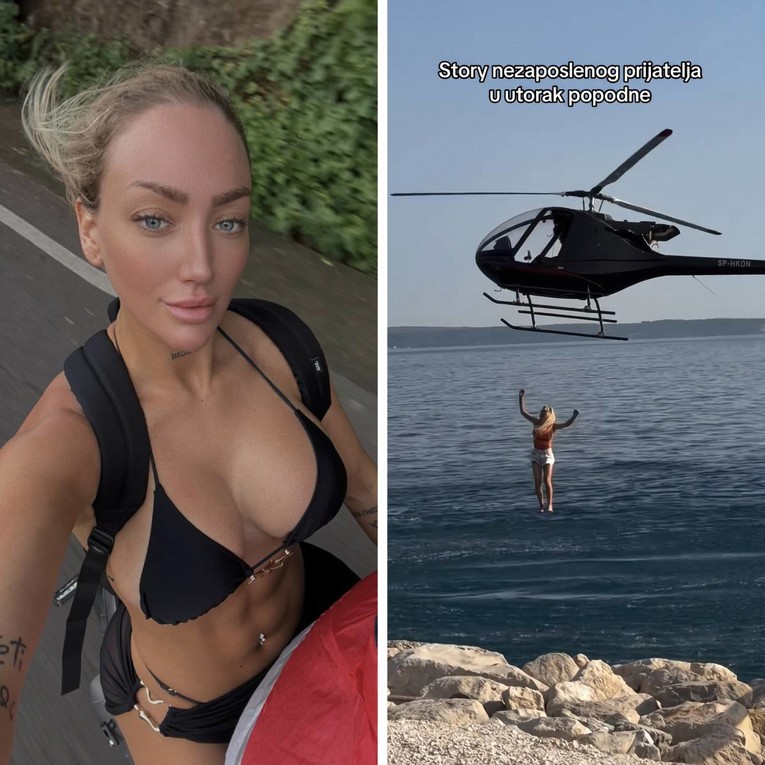 VIDEO Splitska influencerica Ela Jerković stigla na plažu - helikopterom