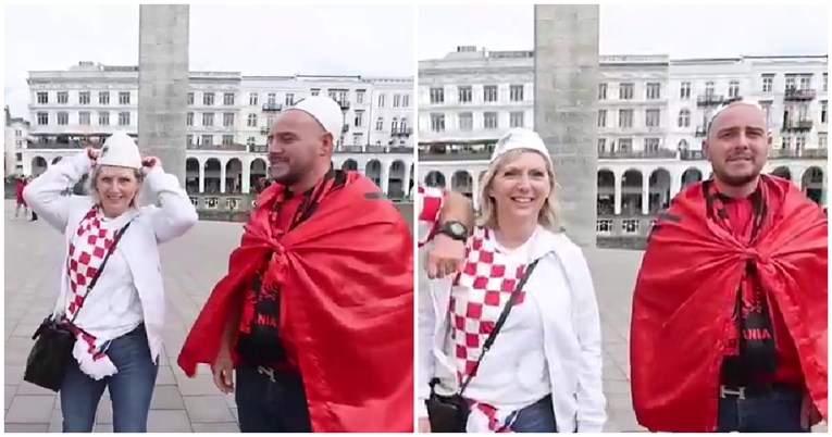 VIDEO Albanski navijač nije htio pokloniti Hrvatici svoju kapu
