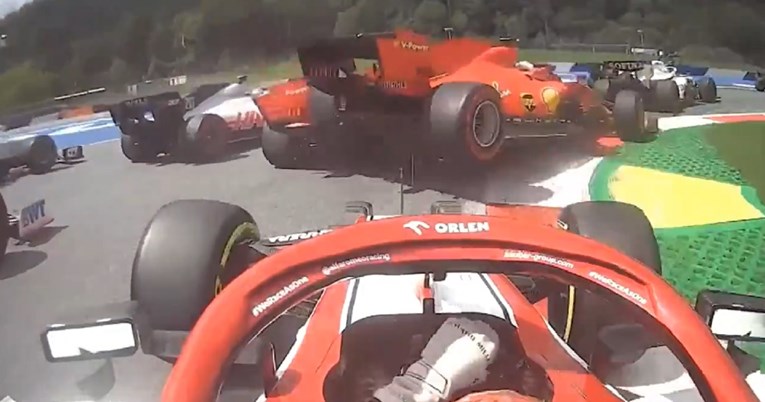 Pogledajte sudar Vettela i Leclerca. Snimila ga je kamera s Raikkonenovog bolida