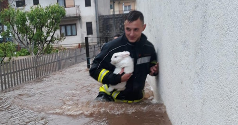 Prizor koji topi srca: Vatrogasac iz Gračaca spasio zeku iz poplave