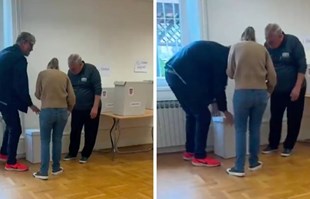 VIDEO HDZ-ovac Dubravko Šimenc namješta glasačke kutije na biračkom mjestu