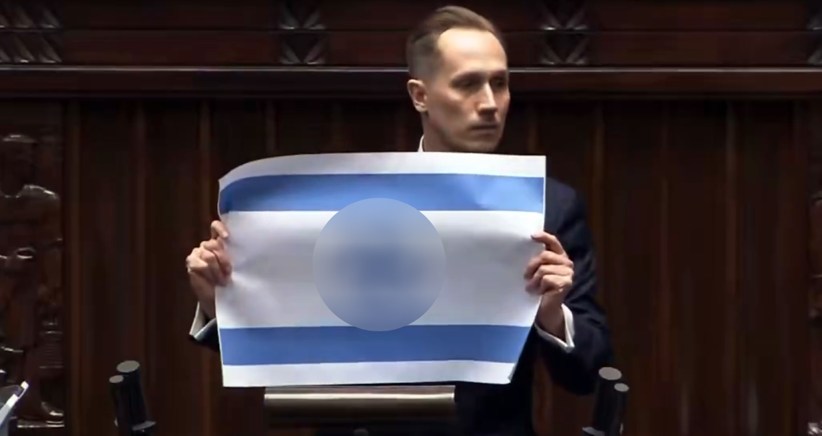 VIDEO Incident u poljskom parlamentu. Pokazao zastavu Izraela s kukastim križem