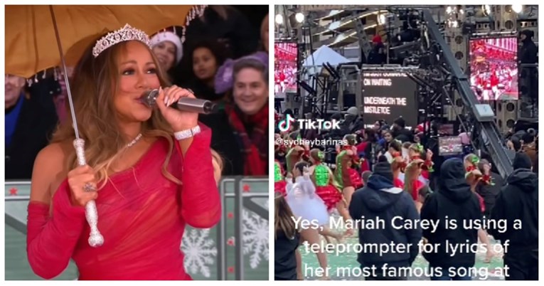 Mariah Carey tijekom izvođenja svog božićnog hita gledala u veliki ekran sa stihovima
