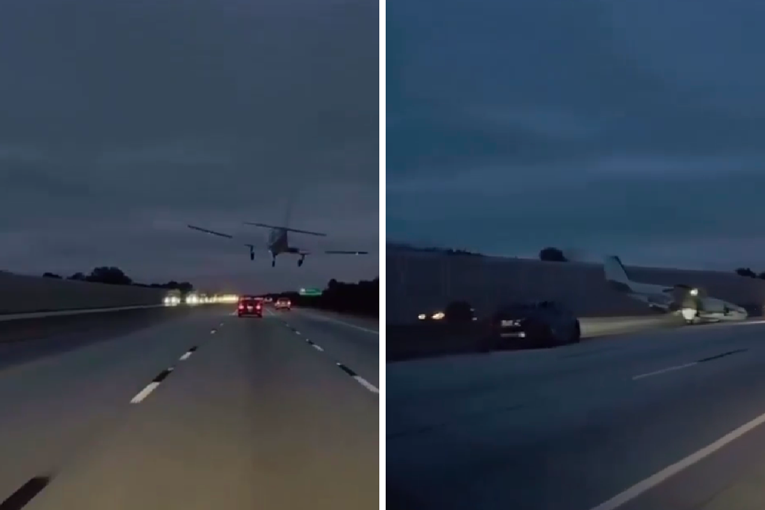 VIDEO Snimljen trenutak kad je avion sletio na auto na autocesti na Floridi