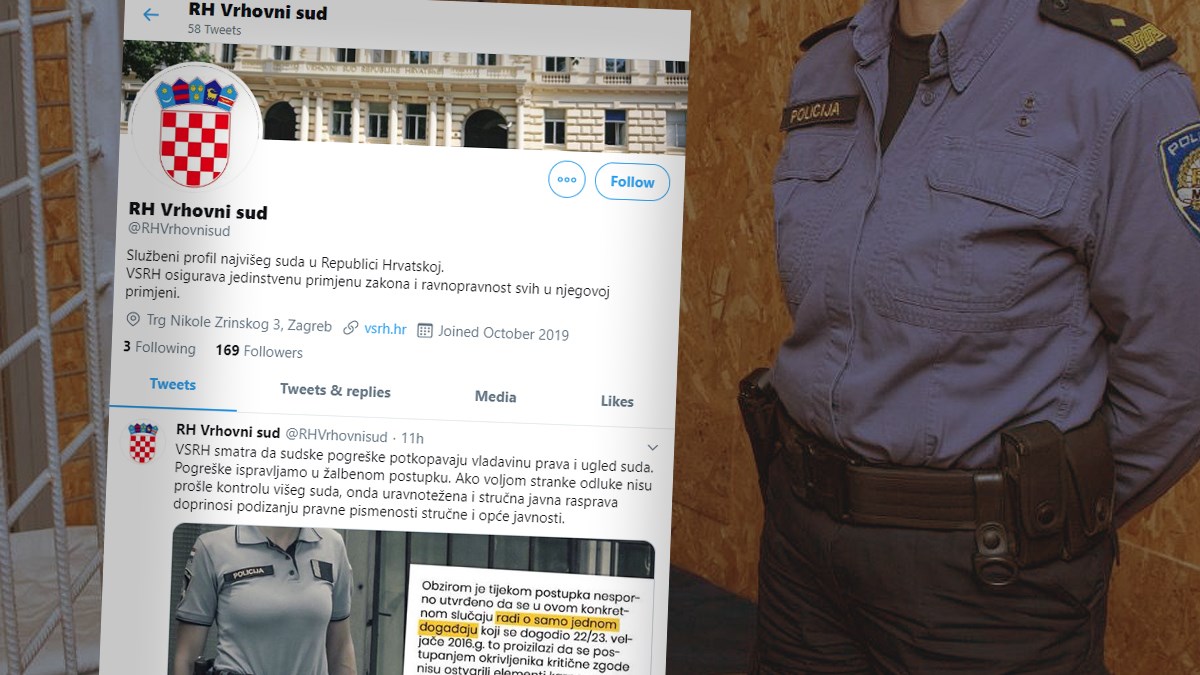 Vrhovni sud komentirao oslobađajuću presudu o spolnom uznemiravanju policajke