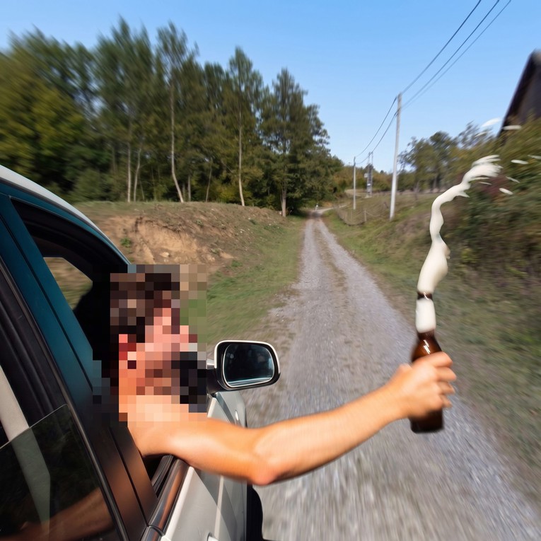 Kod Pakraca kroz prozor auta prolijevao pivo i pokazivao golu stražnjicu
