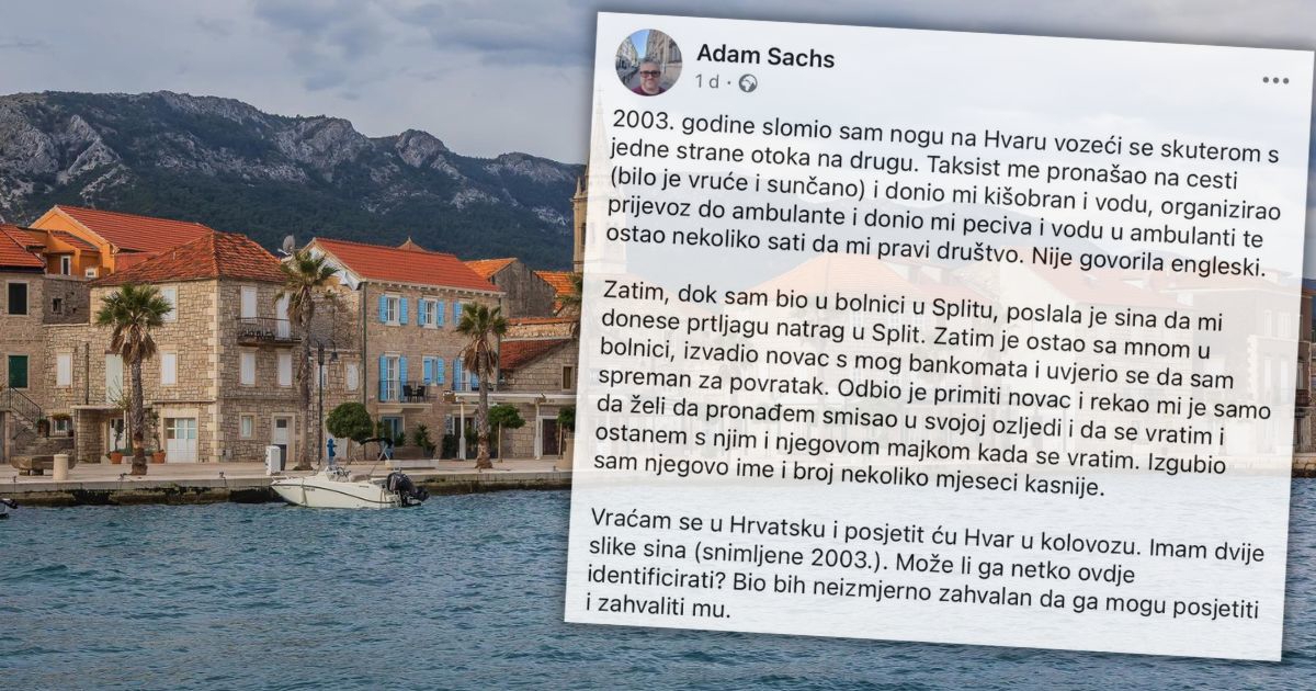 Turist prije 23 godine imao nesreću na Hvaru. Sad je našao obitelj koja ga je spasila