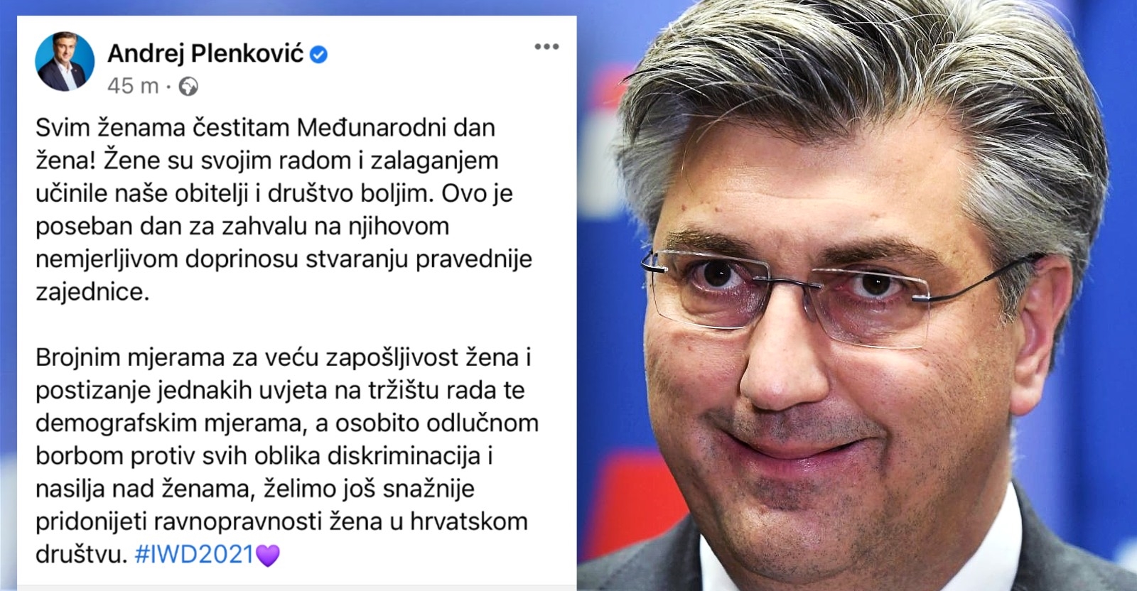Plenković ženama čestitao njihov dan, napisao je tri rečenice