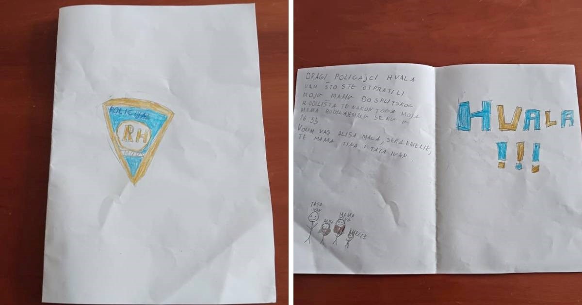 Kaštelanski policajci pomogli trudnici da dođe do rodilišta, dobili slatku zahvalnicu