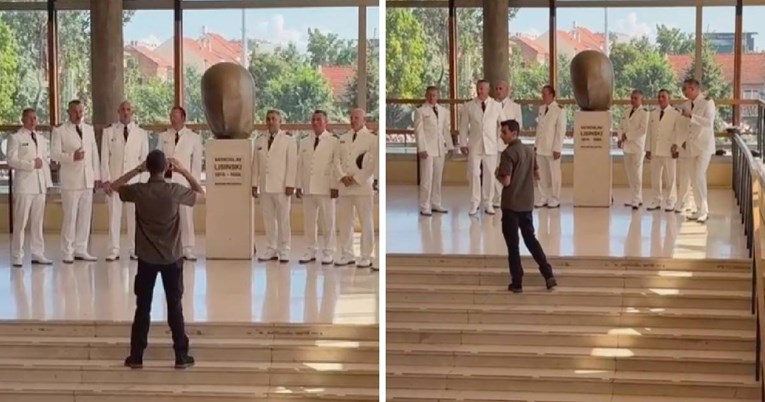 Klapa Hrvatske ratne mornarice otpjevala rođendansku čestitku prije mimohoda