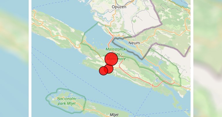 Dva slaba i jedan umjereni potres (3.5) zatresli jutros Pelješac