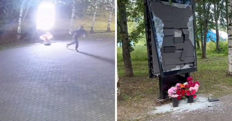 VIDEO Rus čekićem razbio spomenik sudionicima "specijalne operacije", uhićen je