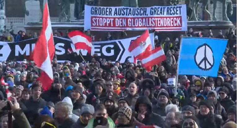 Održan veliki prosvjed protiv mjera u Beču, izbili neredi, uhićene 23 osobe
