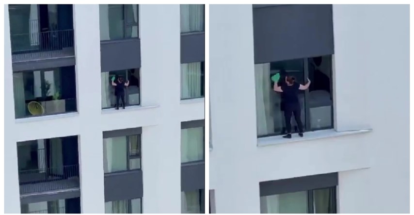 Snimka iz Beograda šokirala ljude: Žena pere prozore na 10. katu bez zaštite