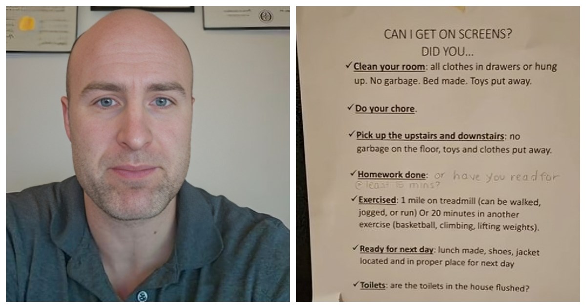 Tata dijeli popis obaveza koje djeca moraju obaviti prije vremena ispred ekrana