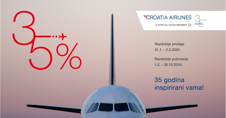 35% popusta povodom 35 godina Croatia Airlinesa