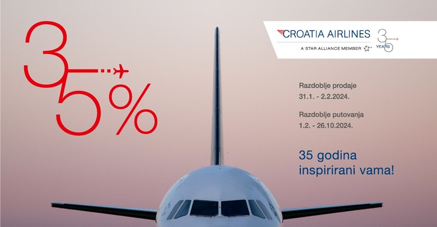 35% popusta povodom 35 godina Croatia Airlinesa
