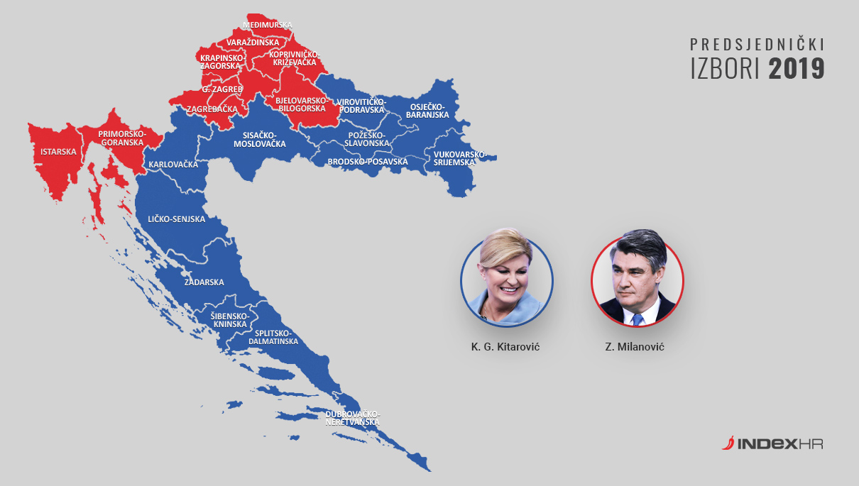 FOTO Milanović osvojio devet županija, Kolinda njih 12 i dijasporu