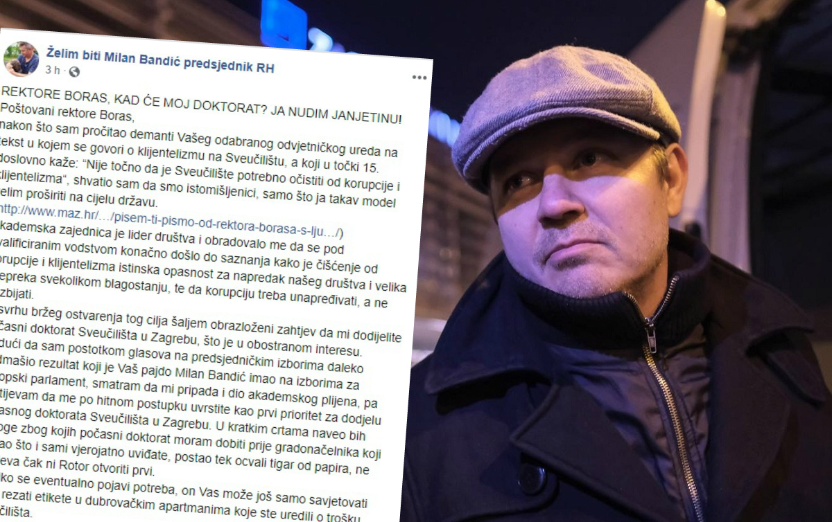 Juričan rektoru Borasu: Kad će moj počasni doktorat?