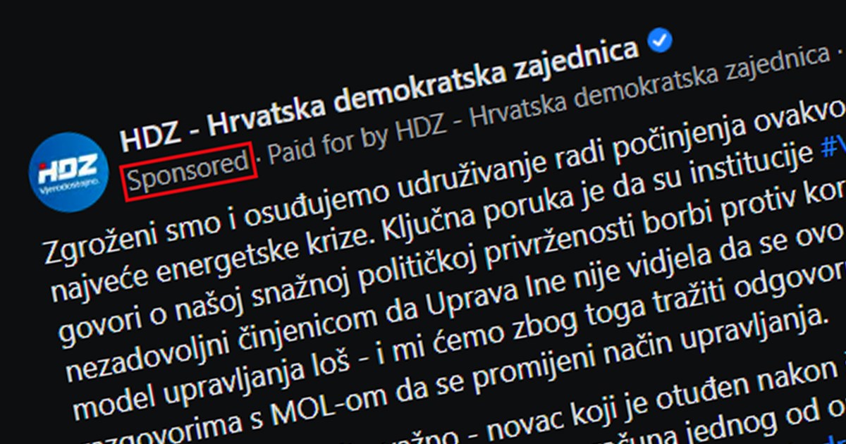 HDZ na Fejsu plaća oglas u kojem tvrde da je vlada otkrila pljačku Ine