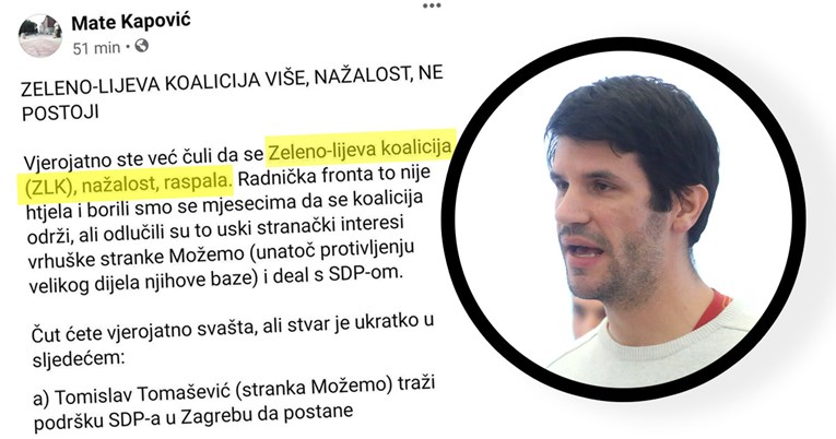 Mate Kapović objavio raspad koalicije s Možemo, Tomašević demantirao