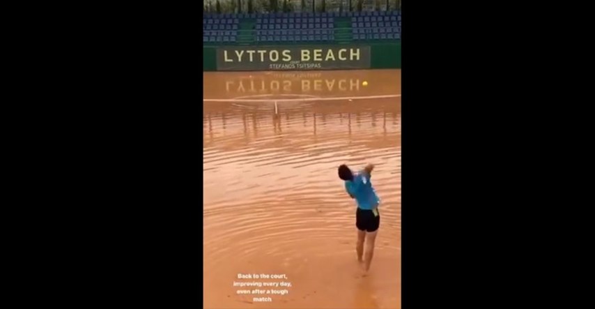 VIDEO Ogroman pljusak pogodio Kretu, pogledajte što je učinio od teniskog terena