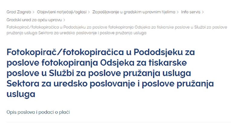 Fejsom se širi oglas da Grad Zagreb traži fotokopirača. Evo o čemu se radi