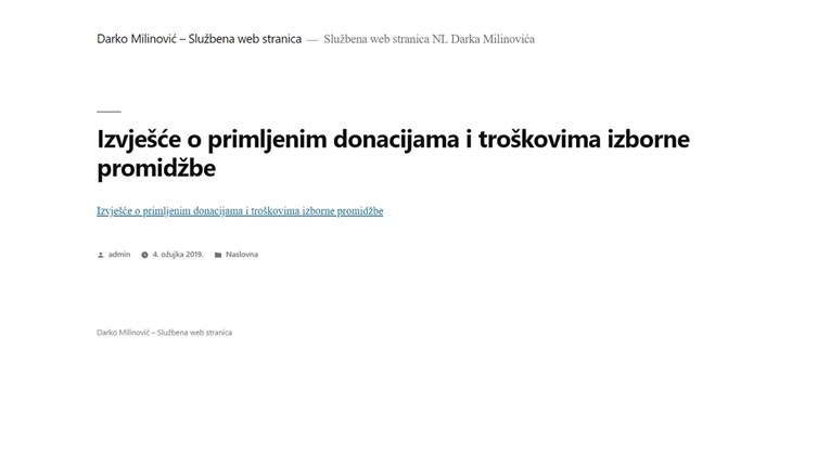 Pogledajte kako izgleda Milinovićeva službena stranica