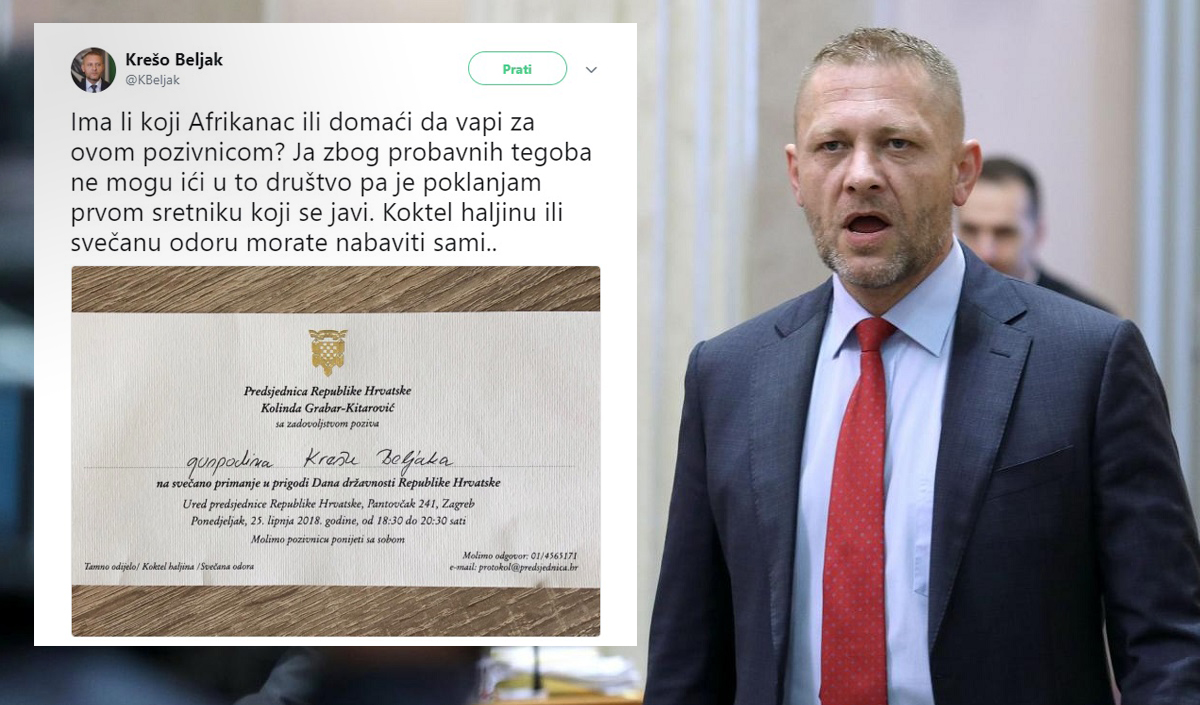 Beljak poklanja Kolindinu pozivnicu za svečani prijem
