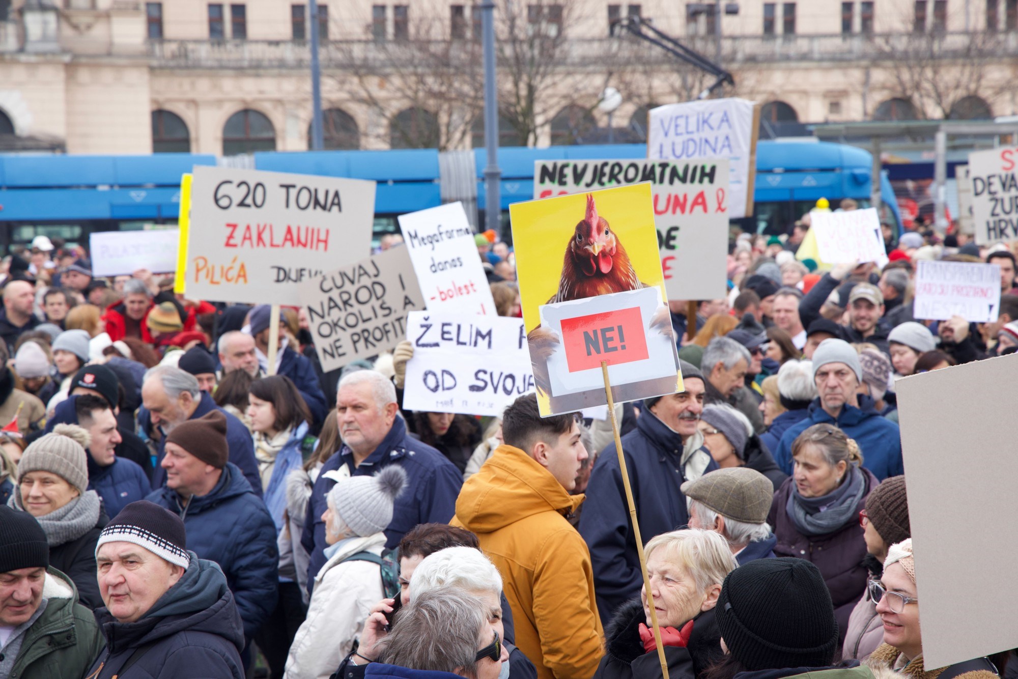 U Zagrebu prosvjed protiv sisačke farme pilića. "Ne pilićarskoj eko bombi"