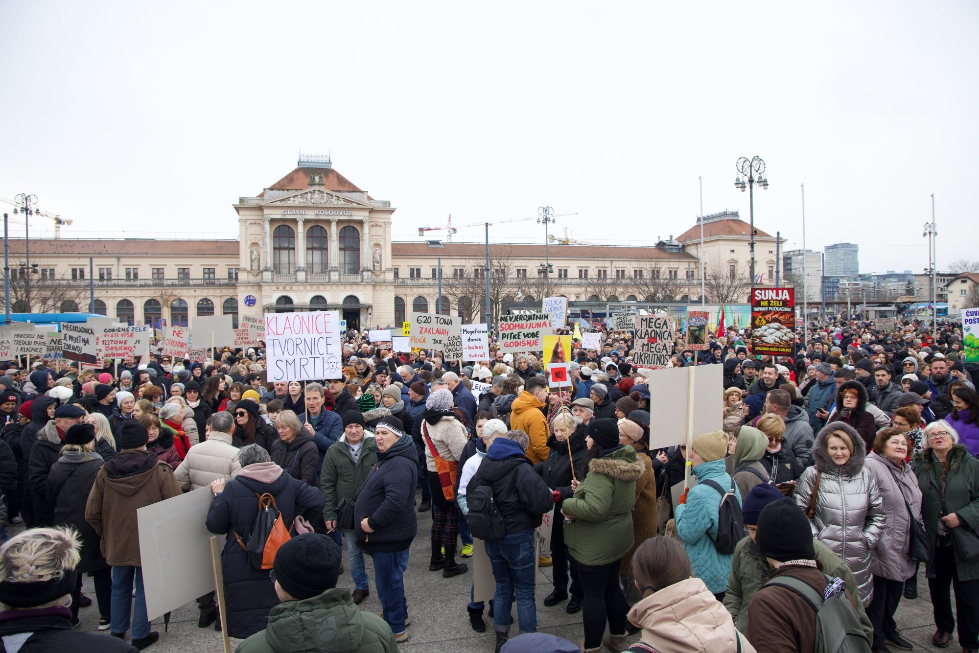 U Zagrebu prosvjed protiv sisačke farme pilića. "Ne pilićarskoj eko bombi"