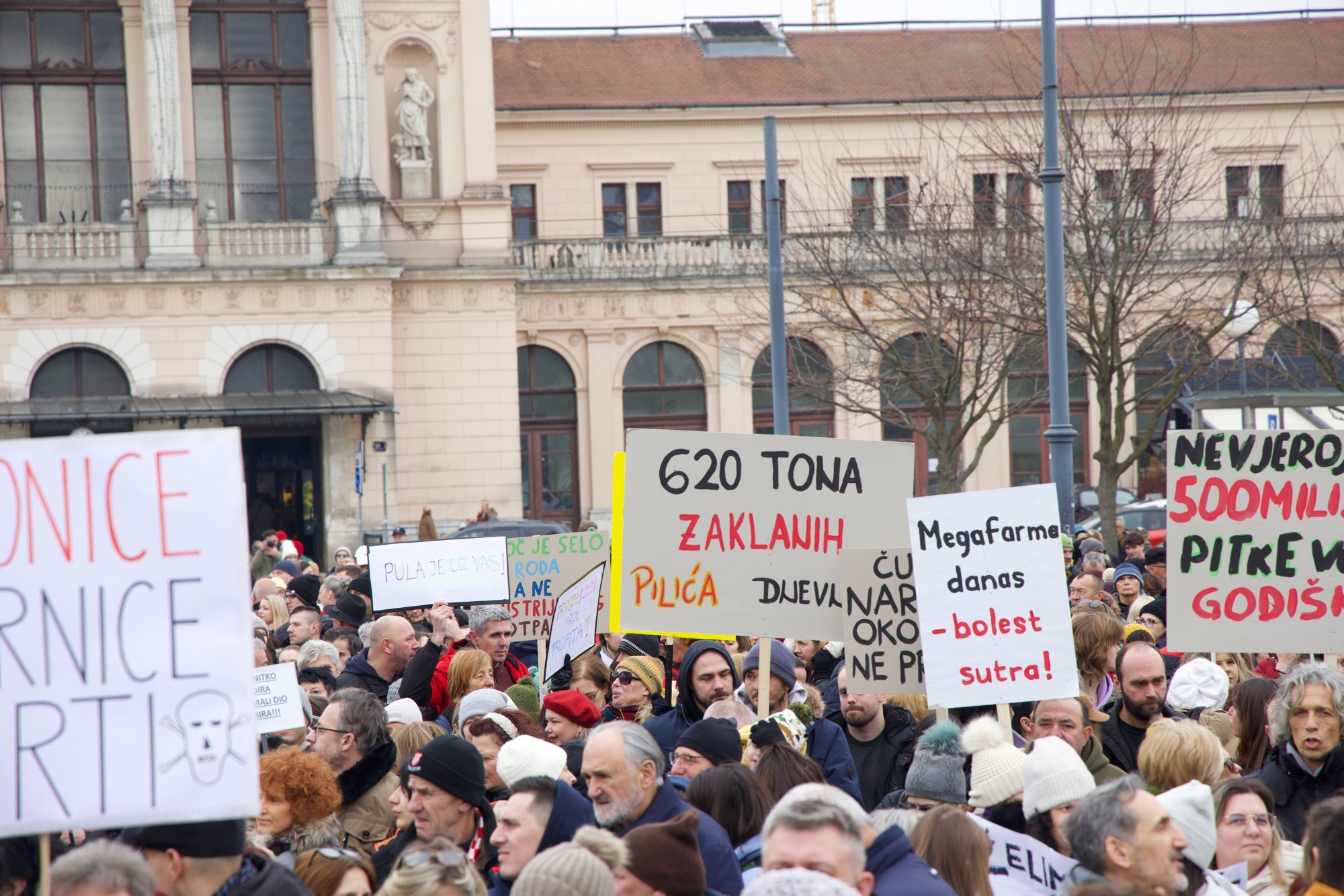 U Zagrebu prosvjed protiv sisačke farme pilića. "Ne pilićarskoj eko bombi"