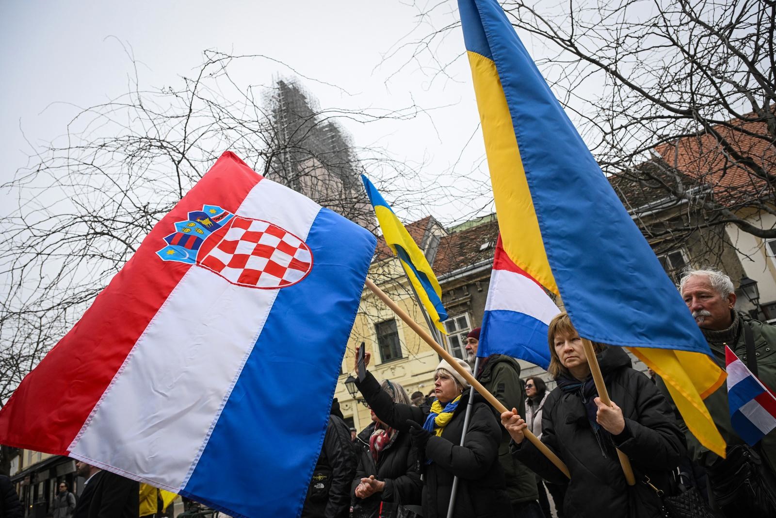 FOTO Skup podrške Ukrajini u Zagrebu. Medved: Hrvatska je uz vas