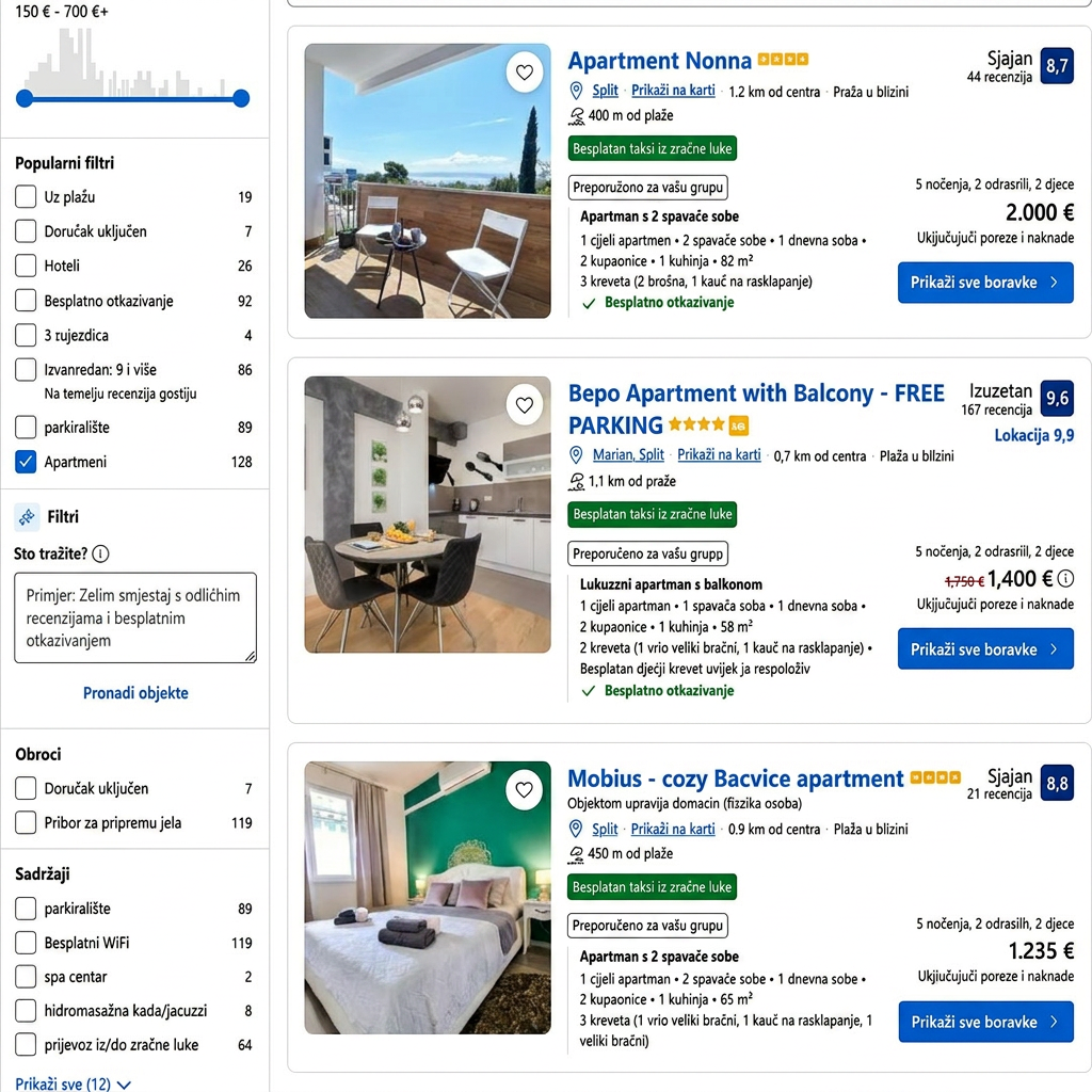 Koliko košta ljetovanje u apartmanu, a koliko u hotelu?