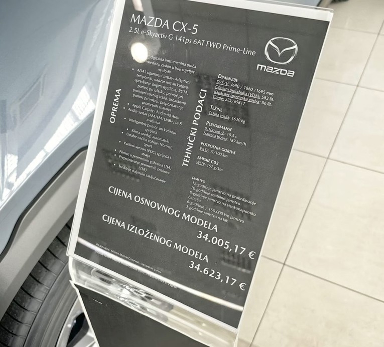 Nova Mazda CX-5 stigla je u Hrvatsku: Ovako izgleda osnovna verzija za 34.800 eura