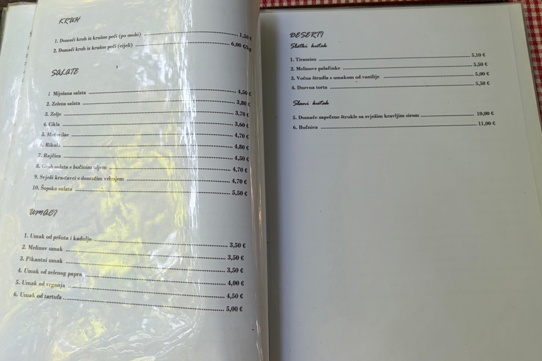 Bili smo u restoranu V Starem Melinu. Ovdje se jede domaća hrana uz šum potoka